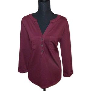 Old navy burgundy button front tunic blouse